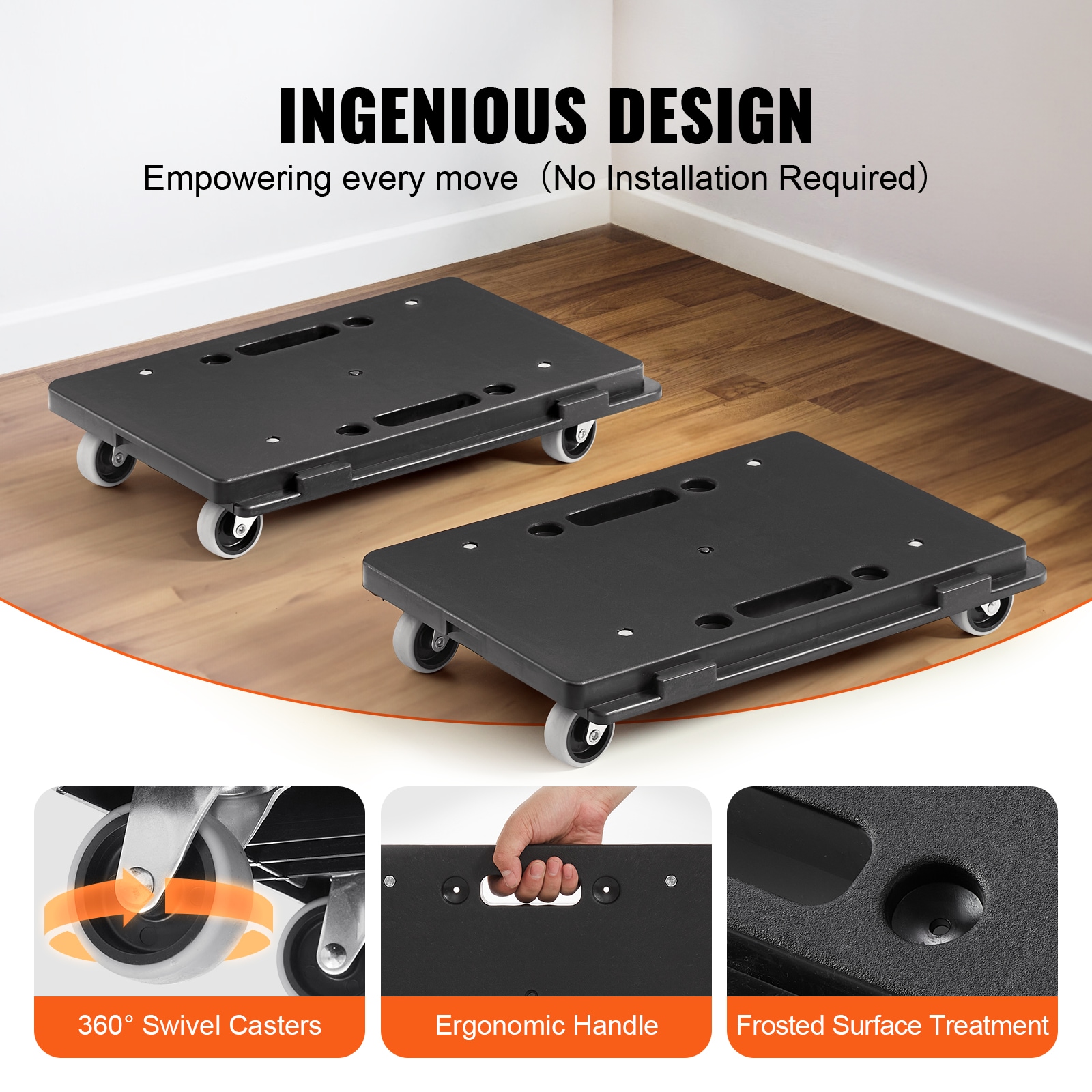 Furniture Dolly, 500 Lbs Capacity Each Count, Furniture Mover With Wheels, Portable Moving Rollers 4 Wheels Heavy Duty, Small Flat Dolly Cart With Interlocking For Heavy Furniture, 2 Pack, Black_maomaolike.com